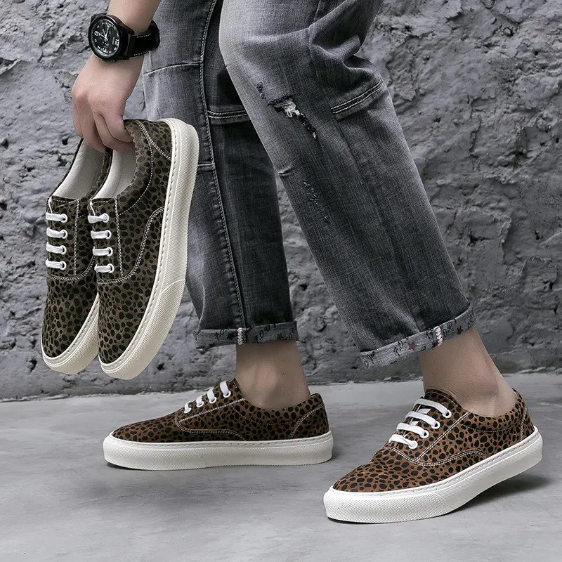 

ERRFC New Arrival British Mens Casual Comfort Shoes Lace Up Fashion Leopard Print Luxury Trending Leisure Shoes For Man 38-44