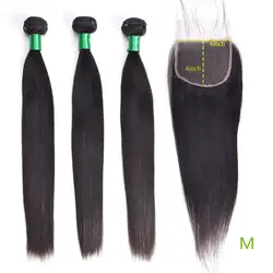 USEXY волосы прямые волосы средний коэффициент 8 "-26" не-Remy бразильские человеческие волосы пакеты естественного цвета с закрытием