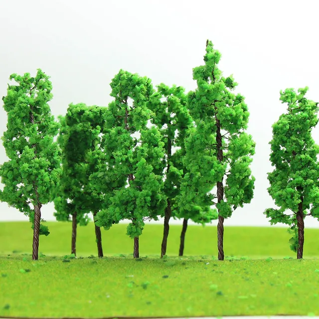 20pcs/40pcs/80pcs TT Scale Model Trees 7cm 1:100 Iron Wire Green Trees Train Layout Set D7027