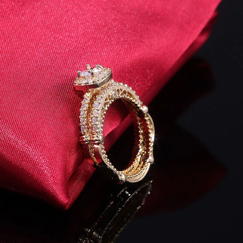 Набор женских белых круглых колец, роскошный набор колец, винтажный обручальный браслет, кольца для помолвки для женщин