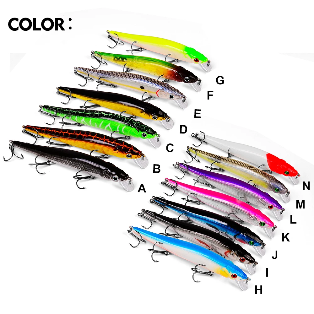 PROBEROS 1PC Floating Minnow Fishing Lure 12cm-14.5g Topwater Hard  Artificial Bait Long Casting Crankbait Wobblers Bass Swimbait