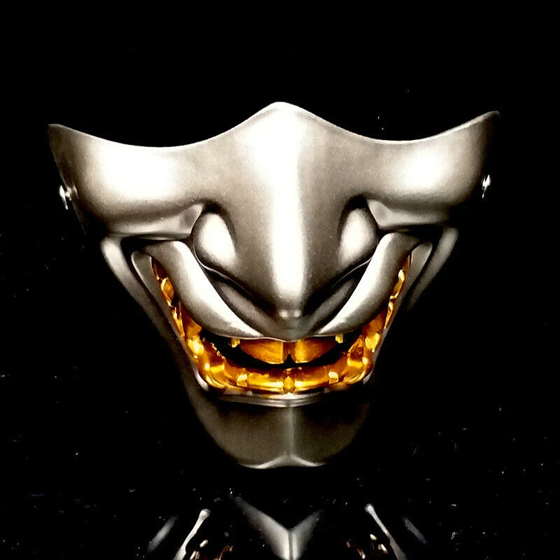 Хэллоуин страшная Половина лица маска для костюма на Хэллоуин рейв Косплей вечерние Половина лица Япония хання Косплей Вечерние Маски для костюмов они дьявол - Цвет: Bronze