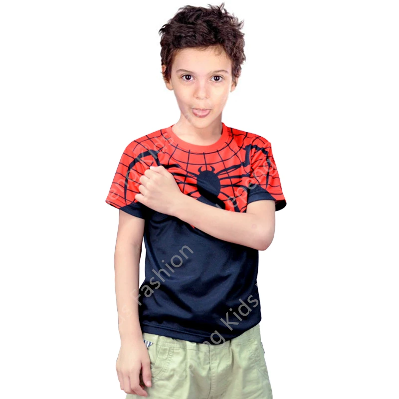 Футболки с изображением Человека-паука, детские футболки с изображением супергероев, костюмы для мальчиков и девочек с героями мультфильмов, футболки с короткими рукавами, спортивная одежда для детей