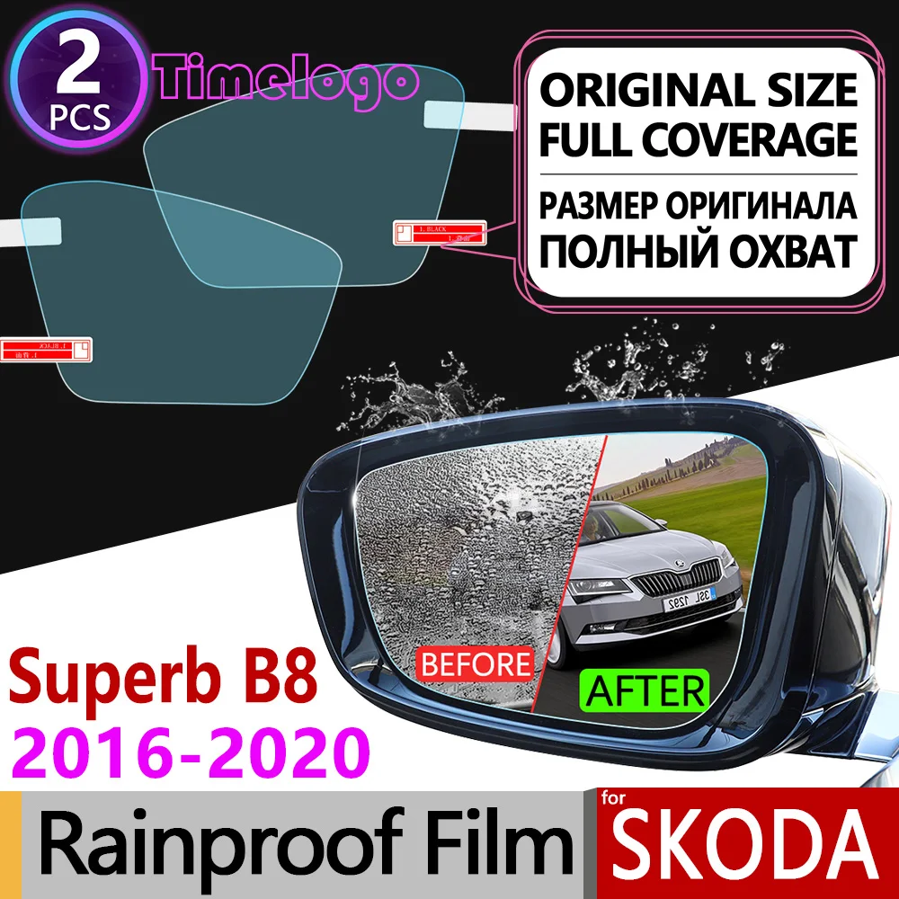 

for Skoda Superb 3 B8 3V 2009 - 2015 MK3 Full Cover Anti Fog Film Rearview Mirror Rainproof Anti-Fog Films Clean Car Accessories