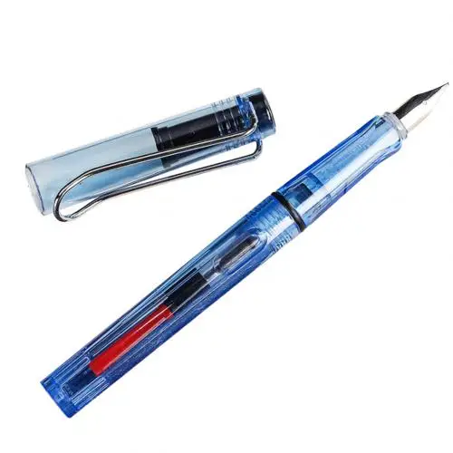 Transparent Blue Студенческая авторучка для каллиграфии, ручка для гладкого письма, дополнительный тонкий наконечник, рождественский подарок, школьный офисный подарок - Цвет: Transparent Blue