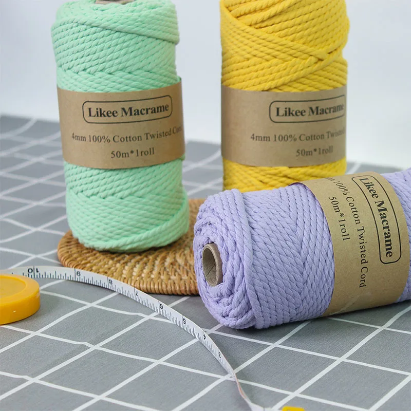 4mm Pure Cotton Macrame Rope - 80m Roll