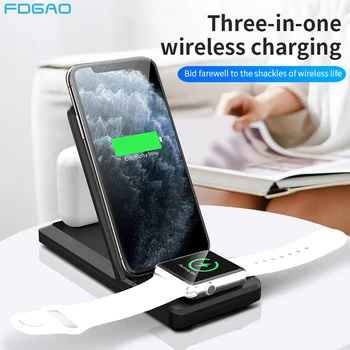 

FDGAO 3 In 1 15W Wireless Charger Qi Foldable Fast Charging Pad Stand for Apple Watch 5 4 3 2 Airpods 2 Pro IPhone 11 XS XR X 8