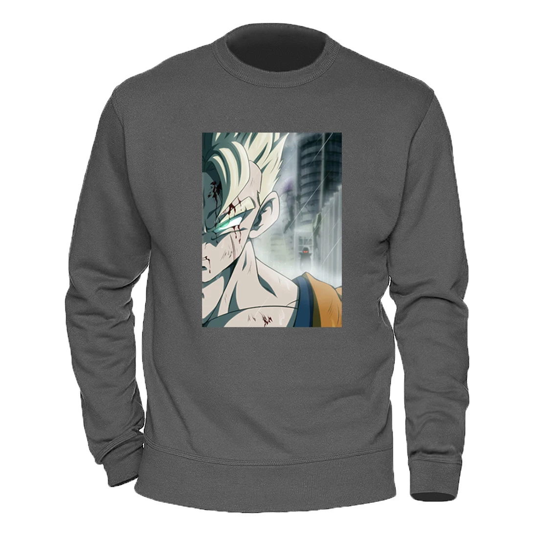 

Dragonball Z Print Male Sweatshirts Autumn Fleece Round Neck Pullover Fashion Loose Casual Tracksuit Male Long Sleeve Streetwear