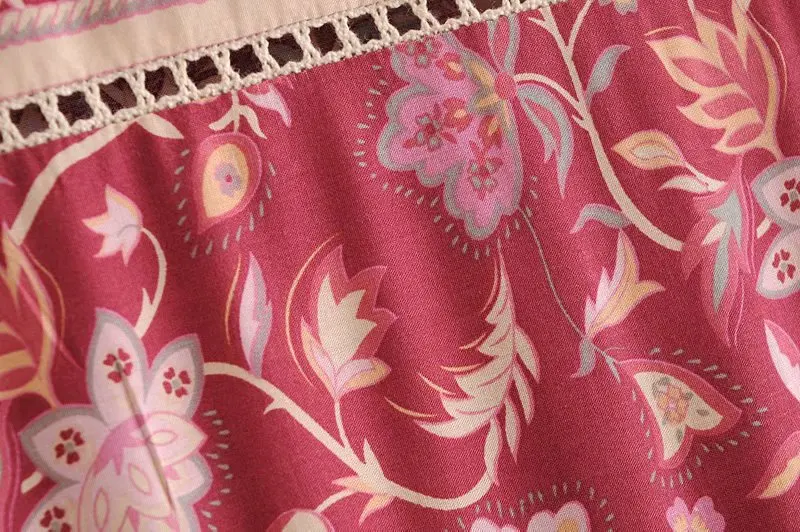 2020 Autumn Womens Maxi Dress Lantern Sleeve Cotton Boho Dress Floral Printing Runway Dress Chic Mujer Vestidos Daily Dresses