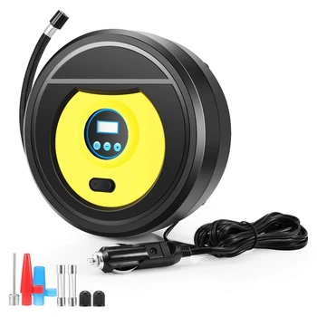 

Portable Air Compressor Pump Dc12V 10A With Pressure Gauge, Tire Inflator For Car, Minivan, Bicycle, Basketball, Rugby And Other
