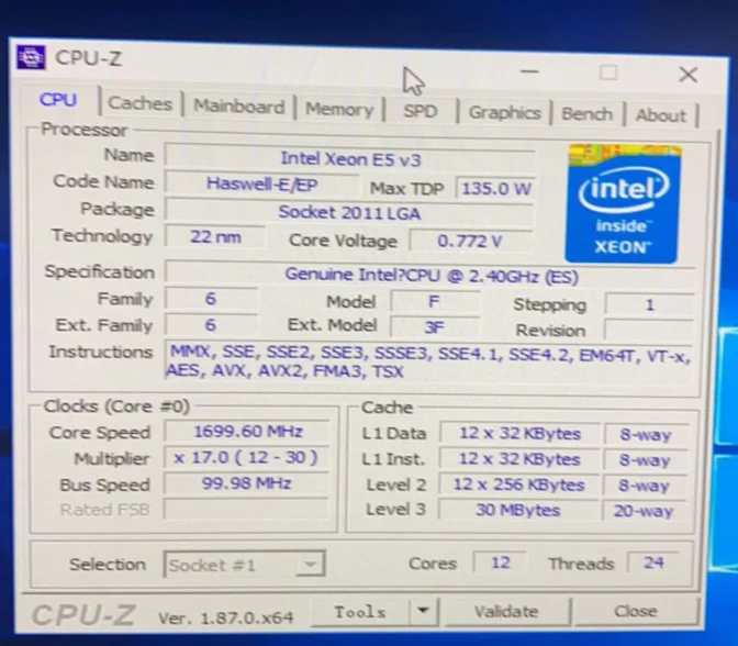 Оригинальный процессор Intel Xeon E5 V3 версии ES 2676 QEYJ 2 40 ГГц 30 МБ 12 ядер Φ