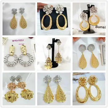 

WOW most popular gold earrings for women long drop earrings best quality copper wedding earrings party gift Mirafeel