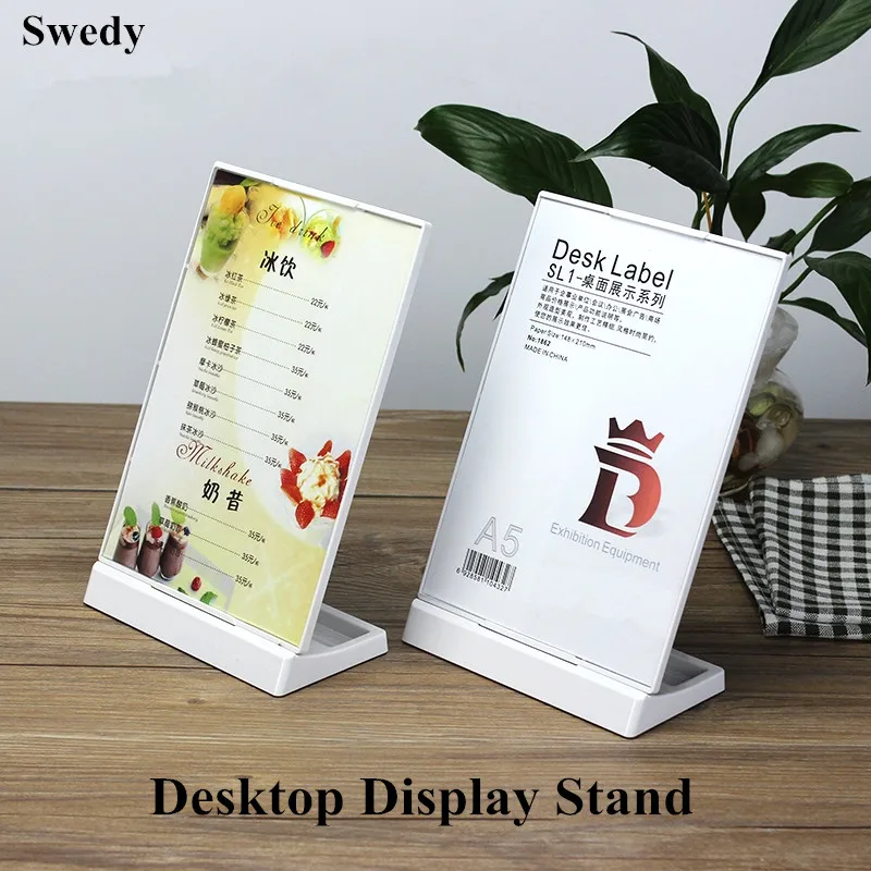 A6 Slanted Portrait Plastic Sign Holder Display Stand Table Top Restaurant Menu Cards Paper Holder Ad Poster Leaflet 12 pcs price tag holder clips plastic sign clip price cards clip price tag display holders clip on sign holder