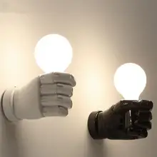 DishyKooker Ретро стиль белый кулак искусство смолы настенный светильник для лофт кафе Офис Ресторан Бар Клуб балкон коридор спальня