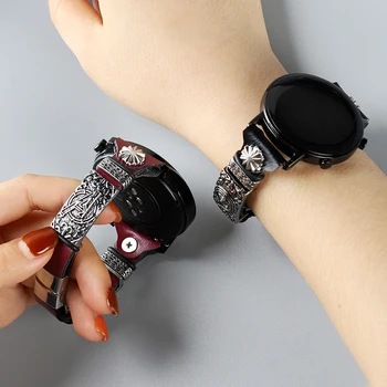 

22mm Leather watch band for Huawei Watch GT 2 2E /honor magic watch 2 Strap for samsung Galaxy Watch 3 Active 2 Gear S3 Frontier