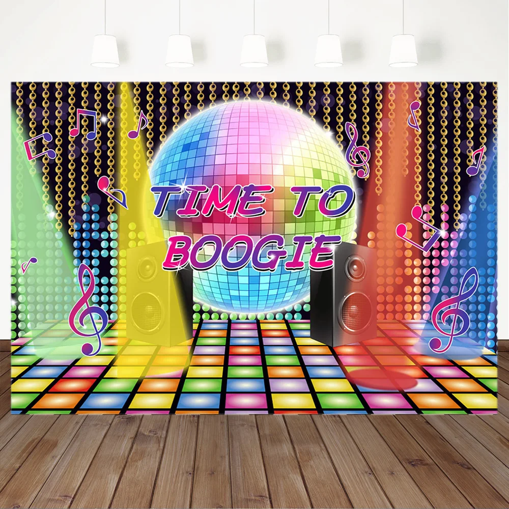 Фотофон Time to Boogie светящийся неоновый фон для фотосъемки на день рождения золотая цепочка спикер 80 90