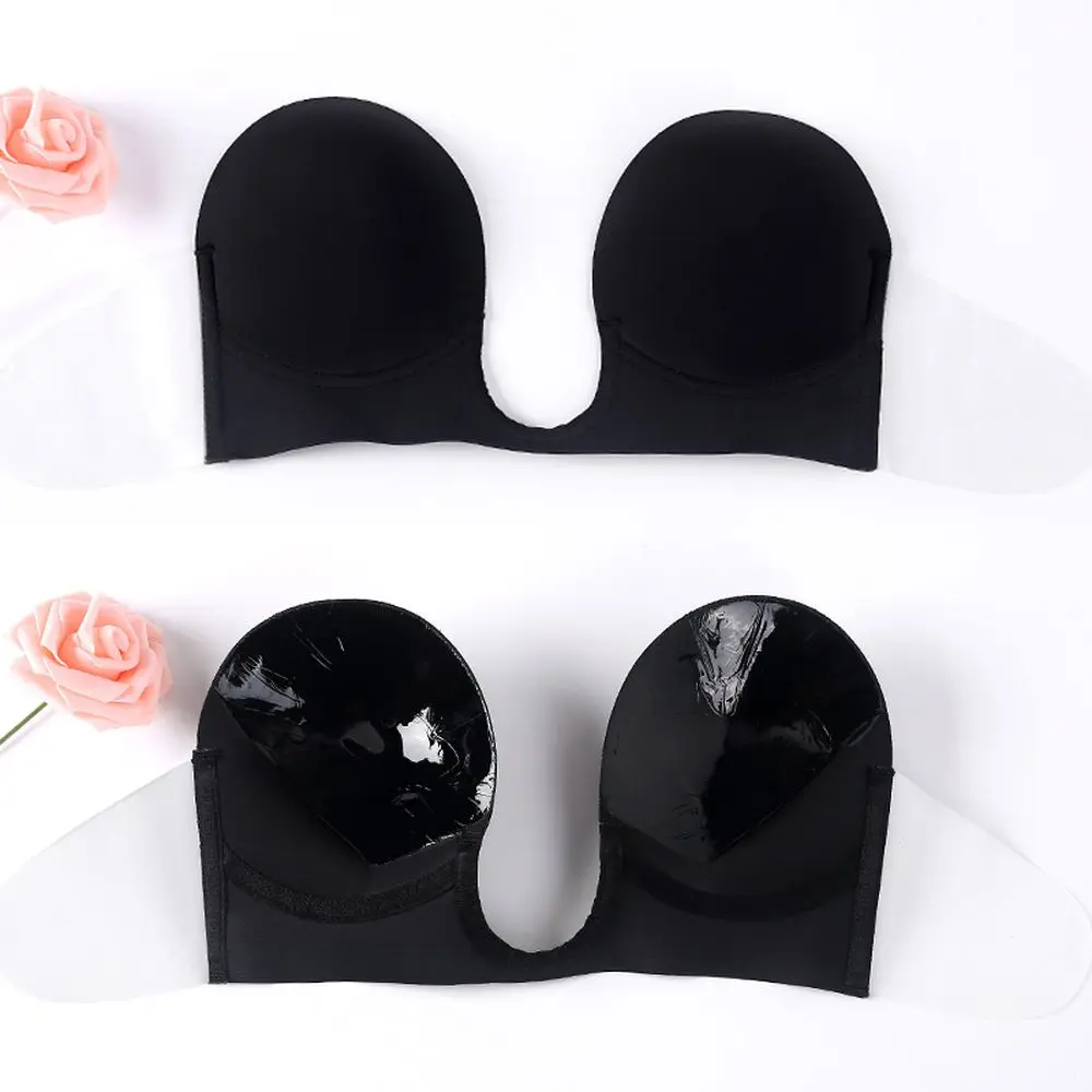 Women Underwear Strapless Bra Tube Top Gather Up Silicone Bra Female U-shaped Invisible Bra Stickers Non-Slip Push Up Lingerie