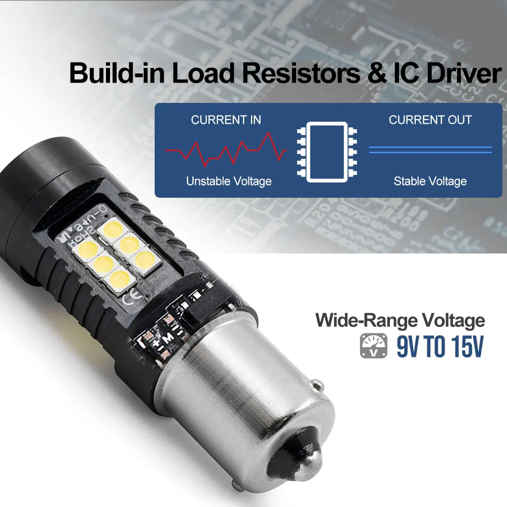 For Dacia Lodgy Dokker 2012-up BA15S 1156 P21W LED Daytime Running Light Bulbs No Hyper Flash Canbus DRLs Car Headlamp