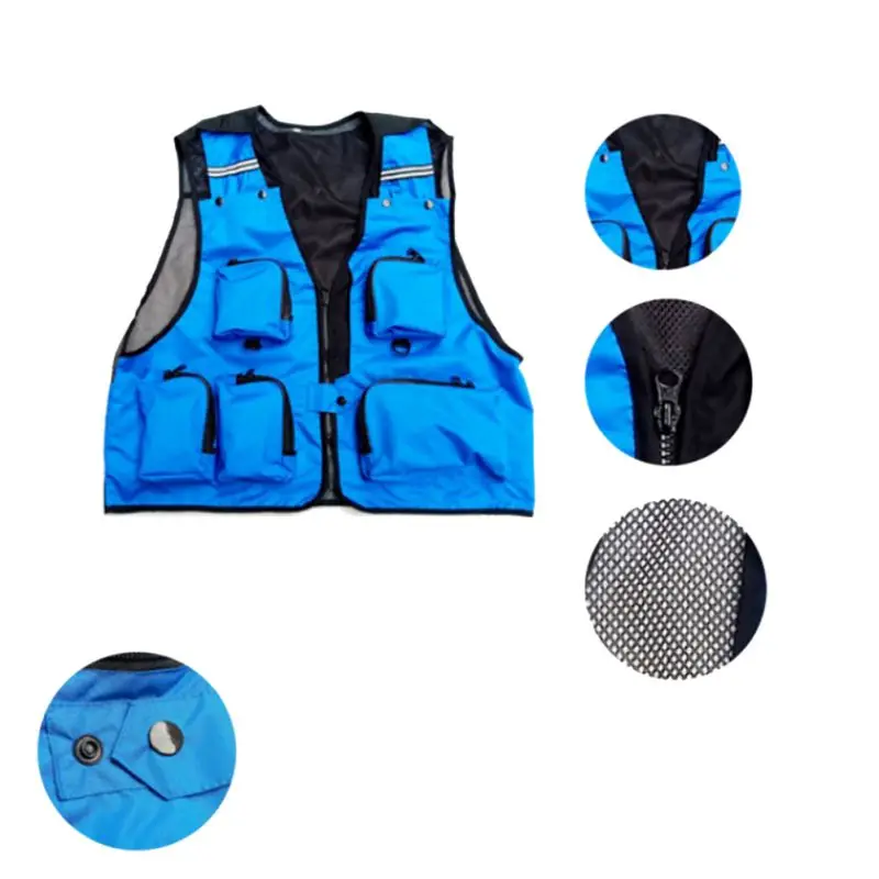 Fishing Vests Casual Multi Pocket Water Resistant Breathable Zipper Jacket Waistcoat Outdoor Sportswear For Photography Travel