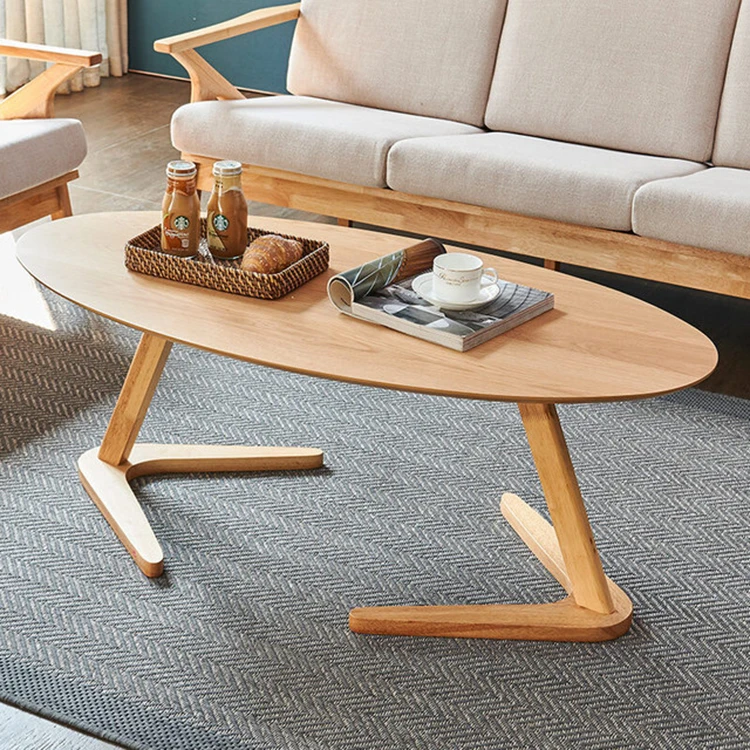 Solid Wood Large Oval Coffee Table with Undershelf Hallway Furniture Oak Finish 