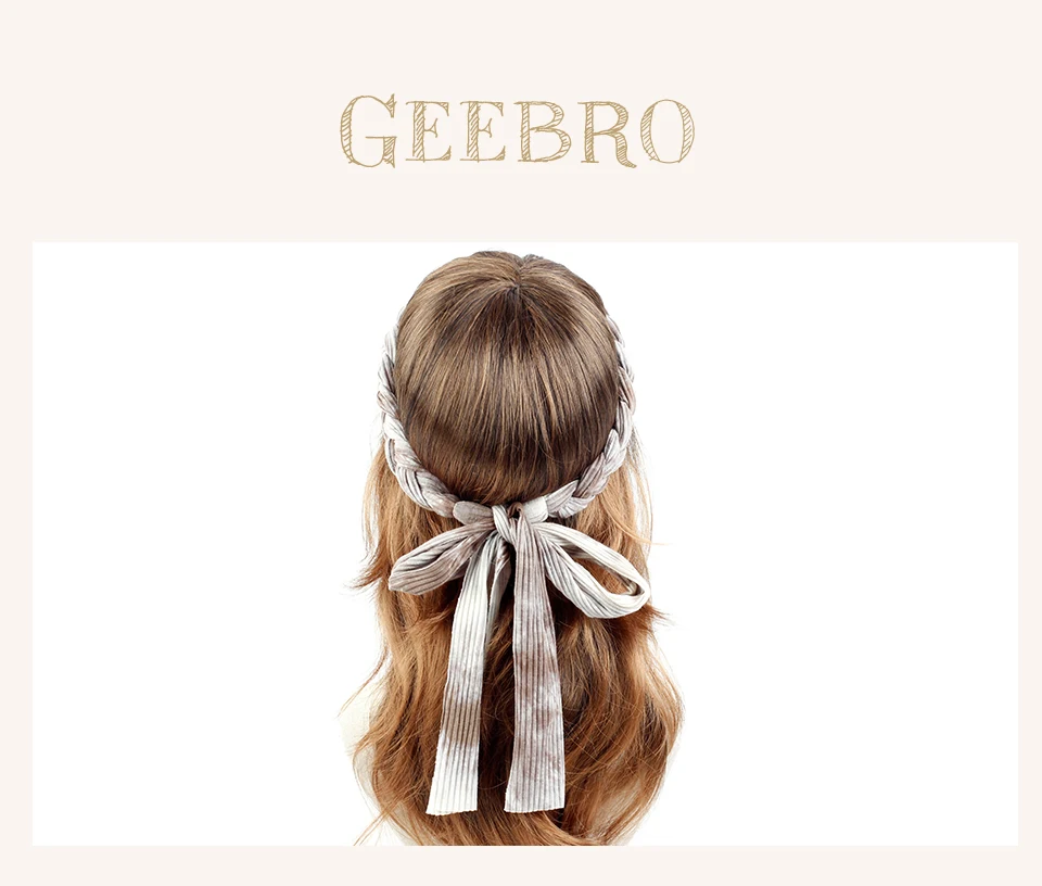 Geebro Women Ribbed Braid Headband Tie dyeing Hair Accessories New Ladies Denim Boho Hair Ties Hairband Turban Christmas