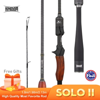 

Kingdom SOLO II Carbon Fishing Rod FUJI Accessories 1.8/1.98/2.13m Wooden Handle High Quality Fast Casting&Spinning Lure Rods