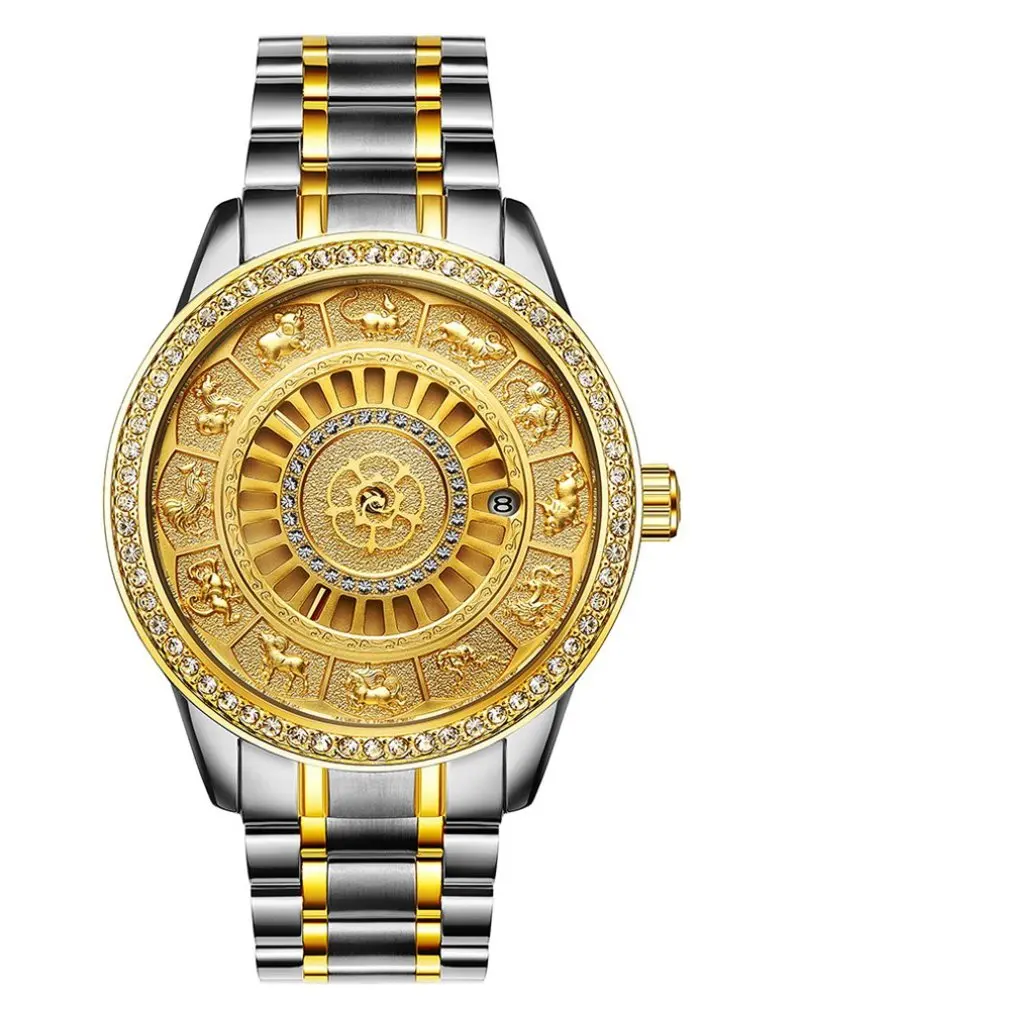 

TEVISE Men's Automatic Spiral watch Waterproof Calendar Vintage Watch Diamond Crown Watch