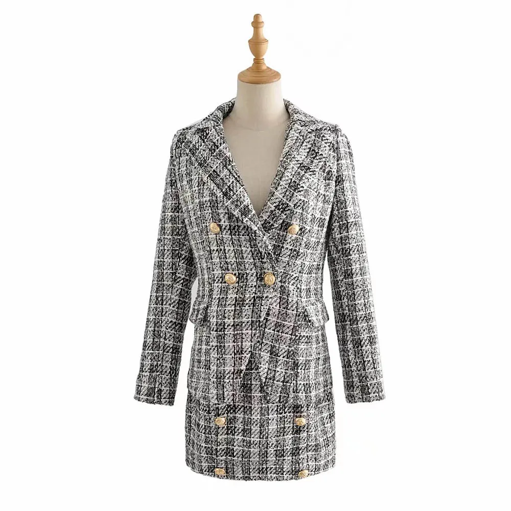 suits Комплект из двух предметов, Женский винтажный комплект с курткой, зимний модный женский твидовый костюм с юбкой, комплект, милое шикарное пальто для девочек, Женский блейзер, костюм - Цвет: suits