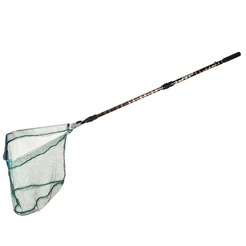 

Landing net 3 compartments Non-slip Telescopic handle Foldable Triple-cornered frame Green