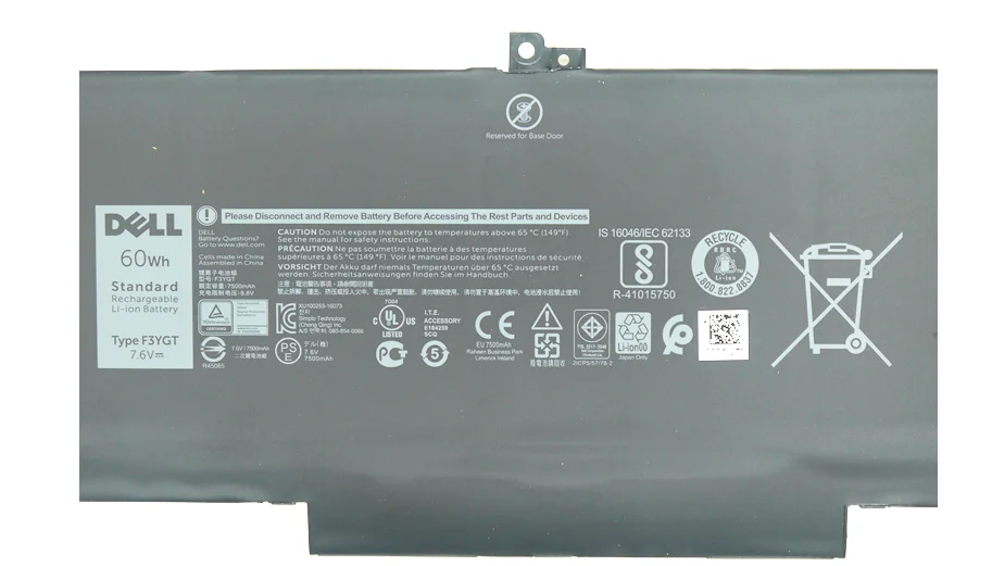 F3YGT Аккумулятор для ноутбука Dell Latitude 7390 7280 7480 60wh 7,6 v