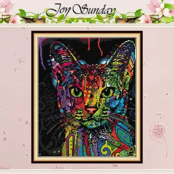

Colorful Cat animals Counted Cross Stitch 11CT Printed 14CT Cross Stitch Sets Chinese Cross-stitch Kits Embroidery Needlework