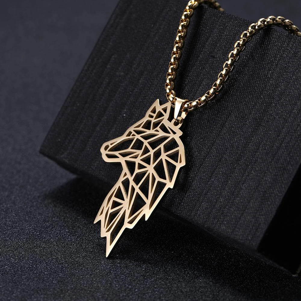 Skyrim collar con colgante de de Lobo hombre, amuleto de acero inoxidable dorado, cadena larga, regalo de joyería para amigo|Collares colgantes| - AliExpress