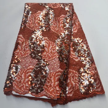 

Organza Hot Sale Nigerian Sequins Laces Fabrics 2019 High Quality African Lace Fabric Wedding French Net Lace Fabric F8745