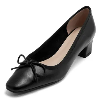 

Top Quality Genuine Leather Women Pumps Classic Design Round Toe Concise Elegant Basic Shoes Spring Shoes Woman