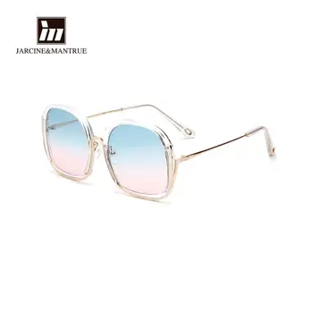 

Large half frame sunglasses women's color fashion marine lens factory direct sales square sunglasses net red