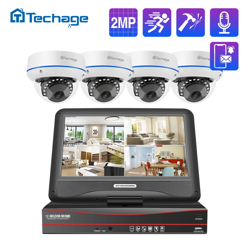 Камера видеонаблюдения Techage купольная Антивандальная камера безопасности 8