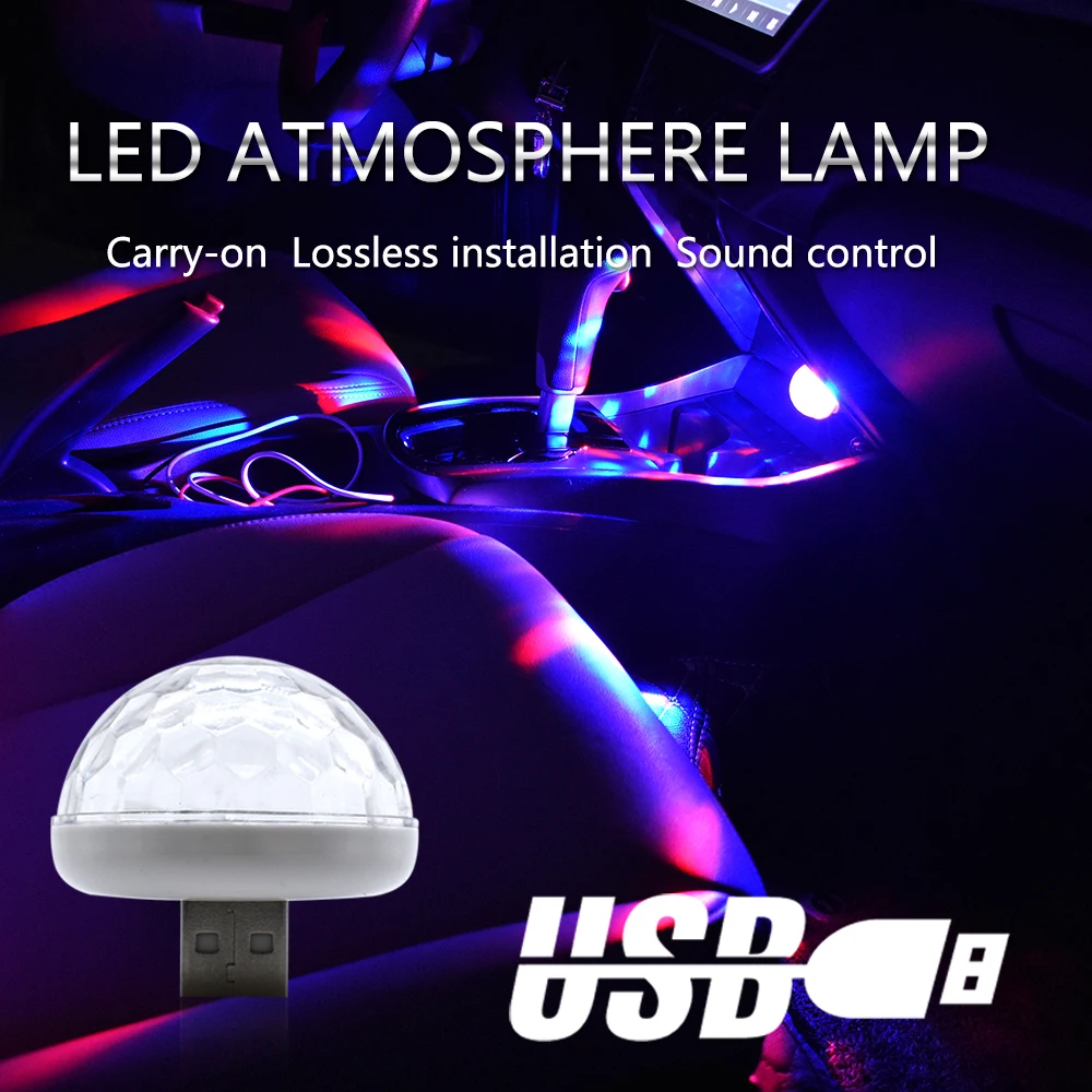 Автомобильный внутренний свет USB атмосферный свет DJ RGB мини красочная музыкальная лампа USB-C поверхность телефона для фестиваля вечерние караоке