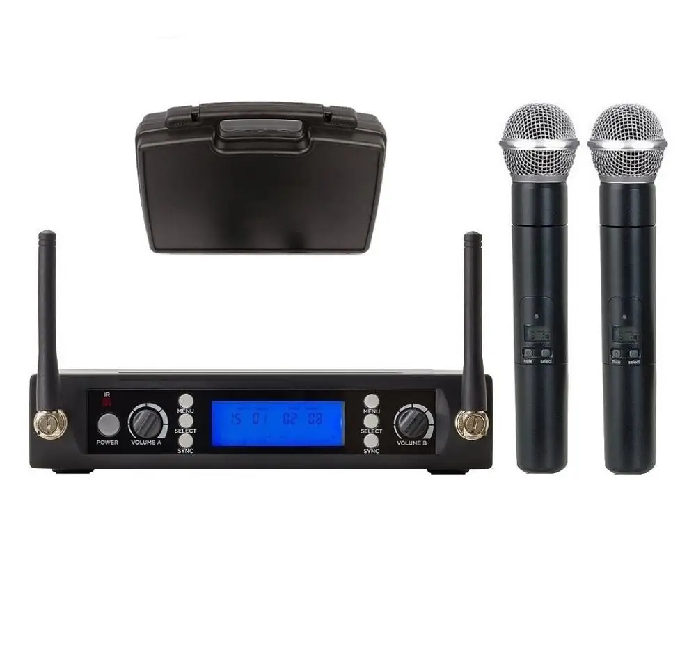 Dual Handheld Uhf Frequencies Dynamic 2 Channels Wireless Microphone