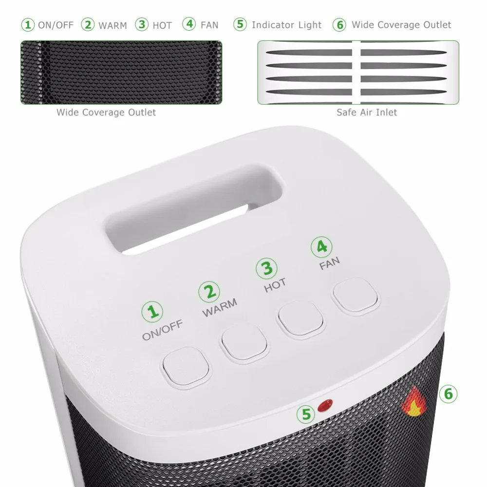 Portable Mini Electric Heater Fan Desktop Household Wall Handy Heating Stove Radiator Warmer Machine for Winter 100-120V