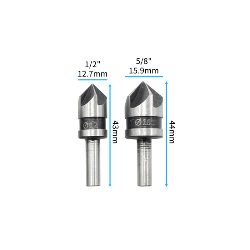 2 шт. 5 Зенковка с желобками сверло из стали HSS 82 градусов угол скошенная кромка резак 1/" Круглый хвостовик для электроинструмента