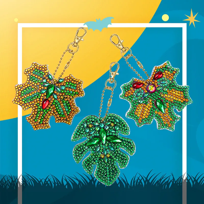 

3 PCS DIY Diamond Keychain Special Shaped Full Diamond Painting Keyring Keychains Cross Stitch Embroidery Women Bag Key Chain