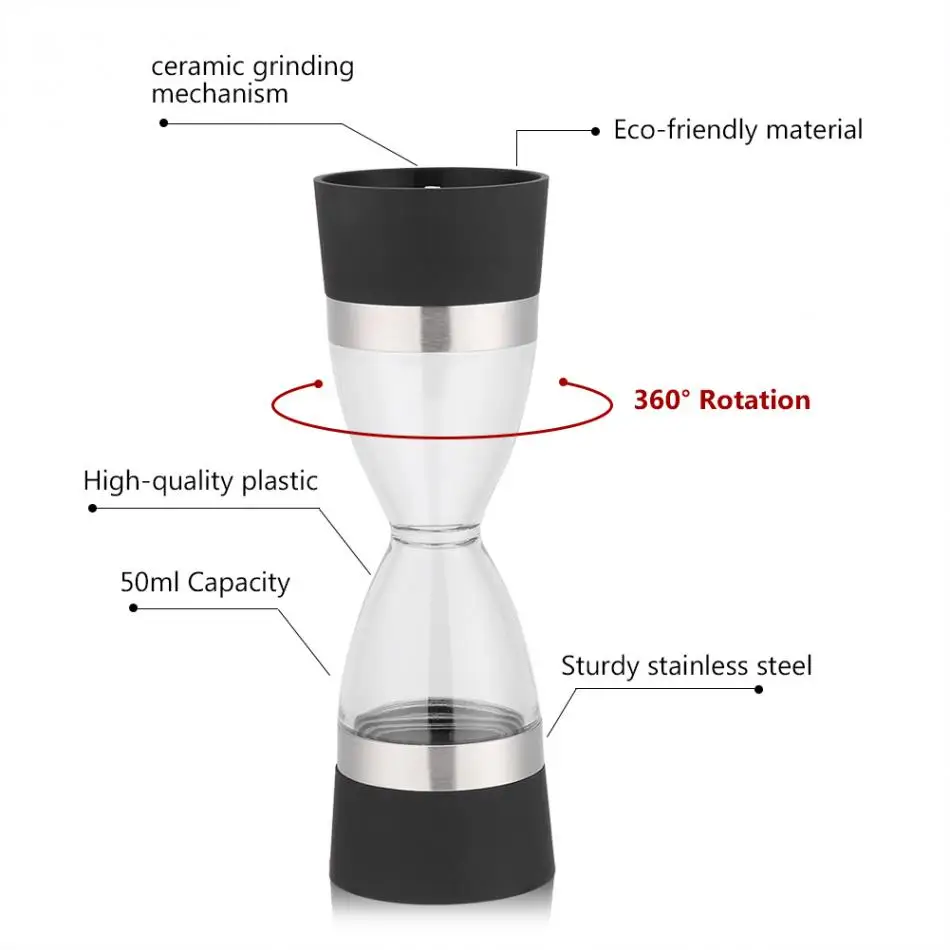 Kitchen Salt Pepper Grinder Mill Hourglass Shape Manual Salt And Pepper Grinder Double Mill Muller Cooking Tools