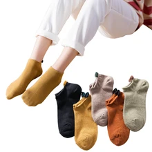 Хлопковые повседневные короткие носки до лодыжки женские мягкие шерстяные носки унисекс милые носки для колледжа