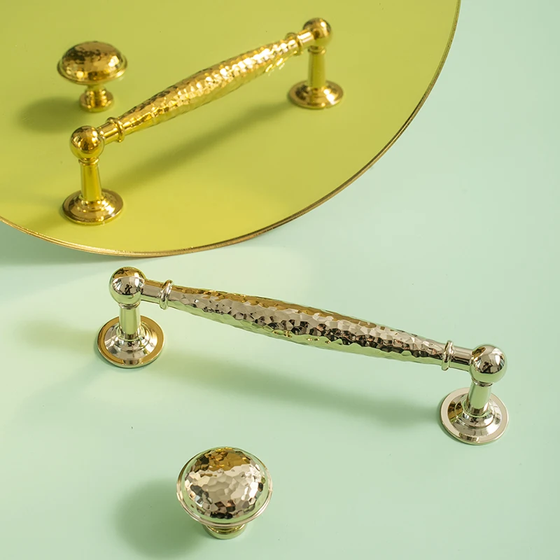 

Furniture Italian hammer solid pure brass gold plating fadeless Medieval French furniture drawer long handle