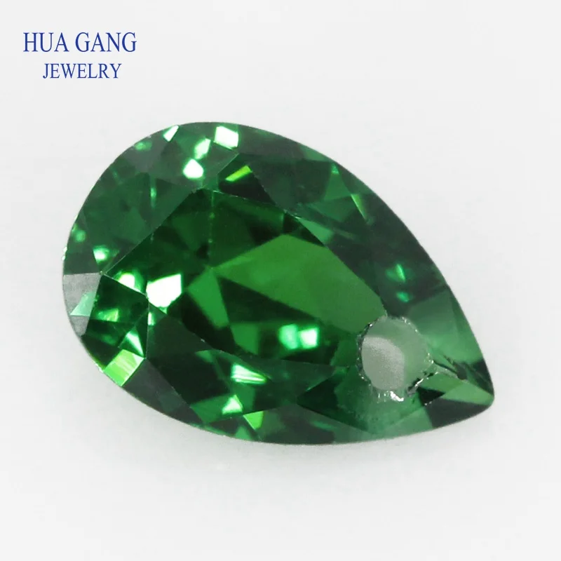 

Single Hole AAAAA Pear Shape Brilliant Green Cubic Zirconia Stone For Jewelry Making 4x6~15x20mm High Quality CZ Beads