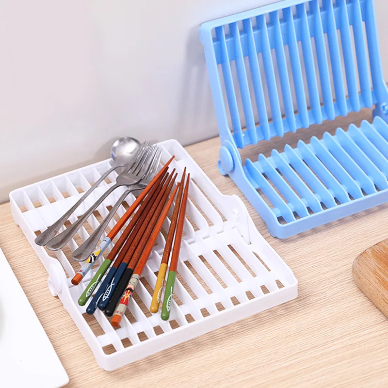 

1pc Kitchen Accessories White Color Rein Folding Plate Draining Rack Dish Storage Rack Dish Drying Rack Kitchen Organizer