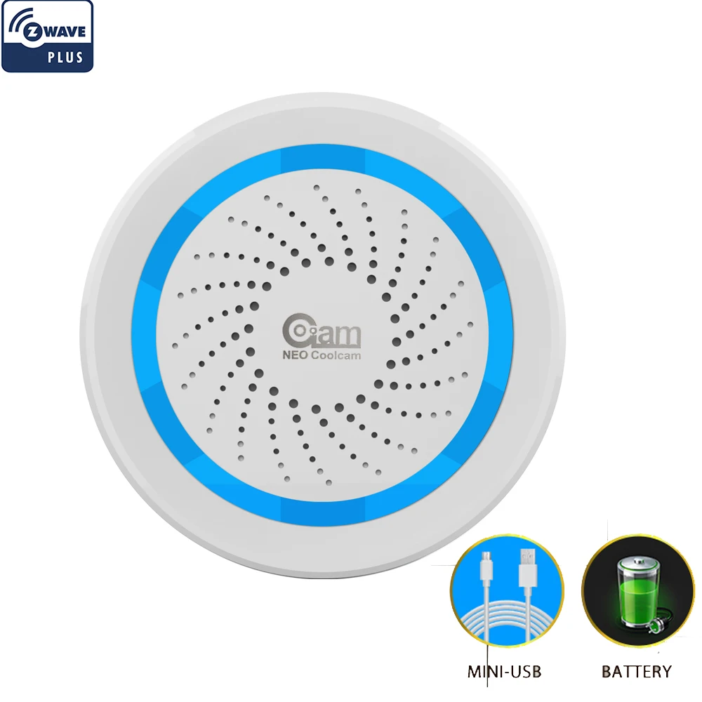 NEO COOLCAM NAS-AB02Z Z-wave Wireless Siren Alarm Sensor Compatible with Z wave Plus Sensor Alarm Home Automation Alarm
