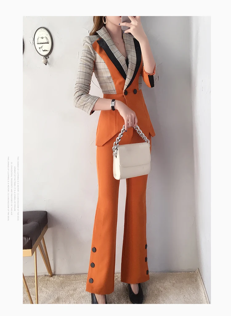 Elegante vrouwen pak vrouwelijke Britse wind nieuwe vrouwen voorjaar Slanke mode jas broek OL деловой Профессиональный MS
