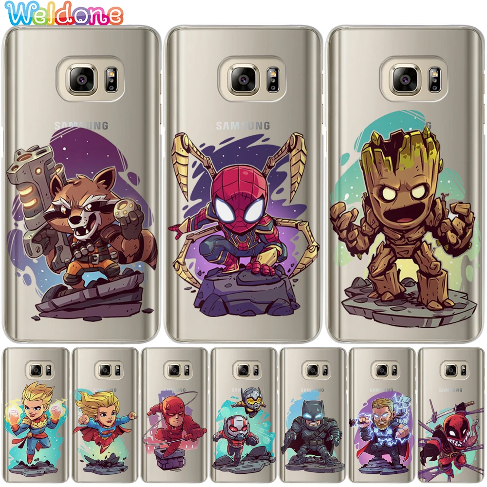 

Avengers Groot rocket Ant Bat Spider man Case cover For Samsung J3 Pro J2 Core Prime J4 J6 Plus J8 2018 J310 case cover Etui