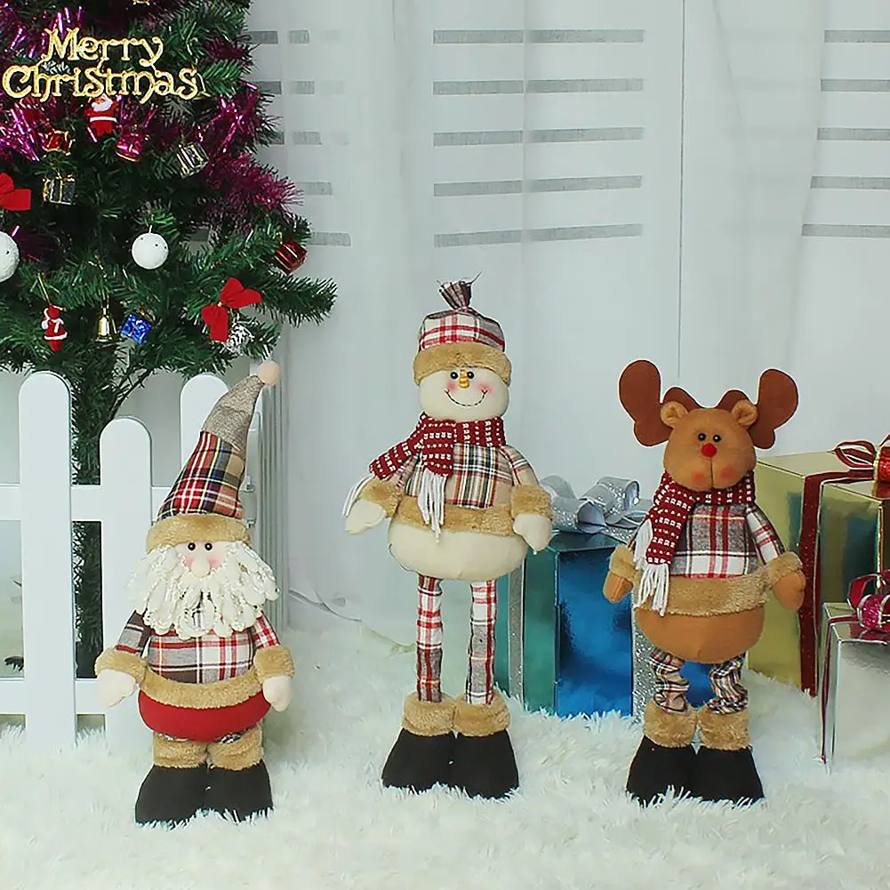 Рождественское украшение куклы Санта Снеговик телескопическая ножная кукла окна Обои для рабочего стола новогодние рождественские украшения для дома